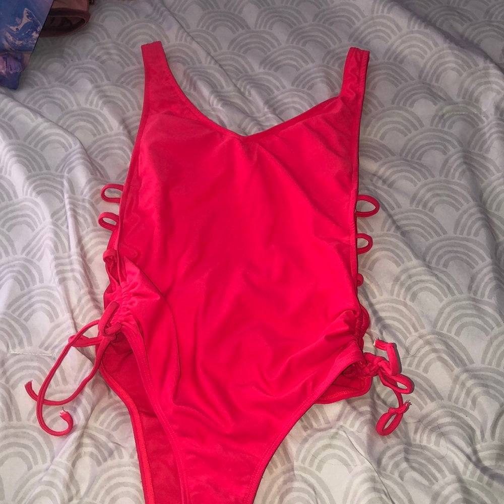 bright red one piece